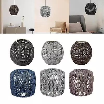 Pendant Lamp Shade Handwoven Retro Style Wicker For Bedroom Living Room • £10.66