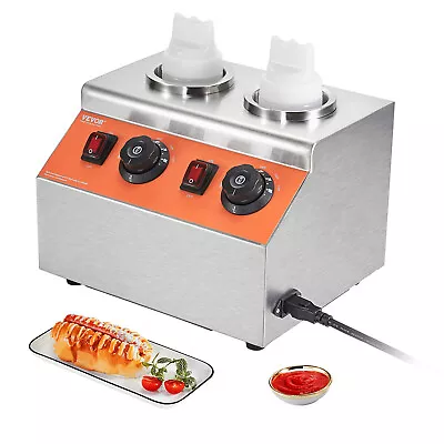 VEVOR Nacho Cheese Dispenser 2x0.57Qt Sauce Warmer Melter Tank Hot Fudge Warmer • $99.99