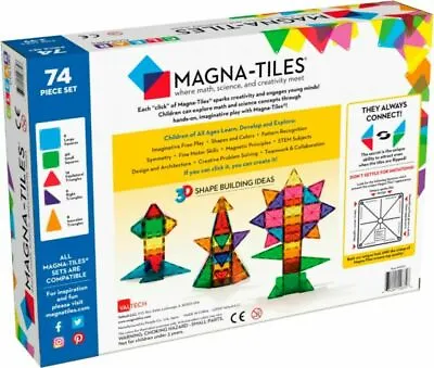 Magna-Tiles Clear Colors 74-Piece Set NEW STILL IN PLASTIC. Free Shipping • $55