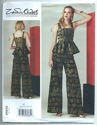 NEW/UNCUT Vogue Zandra Rhodes V1572 Designer Top & Pants Pattern (Sizes: 6--14) • $8.97