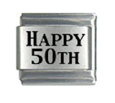 9mm Italian Charm  L7 Happy 50th Birthday Anniversary Fits Classic Size Bracelet • £3.75