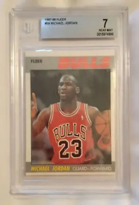 87-88 Fleer Basketball Michael Jordan #59 Chicago Bulls 2nd Year Bgs 7 Near Mint • $425