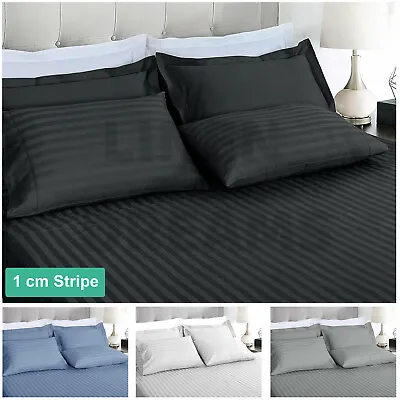 $40.80 • Buy Luxury Striped Microfibre Fitted Flat Sheet Set Or Doona Quilt Cover All Size