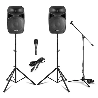 VPS122 12  PA Speaker Complete Stage Sound System With Stands & Microphones 800w • £259