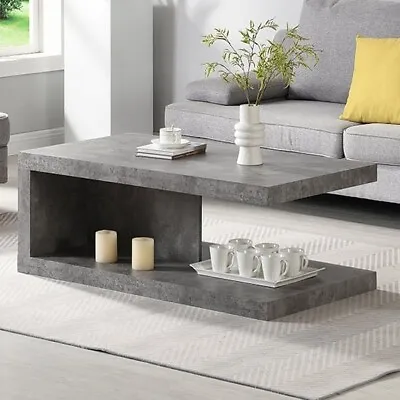 Lyra Wooden Coffee Table In Concrete Effect • £149.95