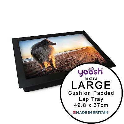 EXTRA LARGE Luxury Framed Laptop Tray Personalised Gift - Long Haired Collie Dog • £28.95