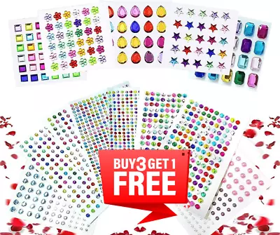 £2.99 • Buy Rhinestone Stickers Self Adhesive Diamante Crystal Crafts Gems Sticky