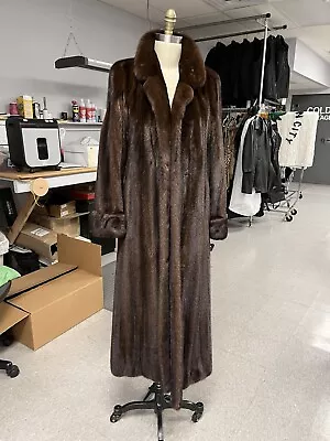 Mink Coat 52”  Female Mahogany With Notch Collar  And Double Fur Turn Back Cuffs • $550