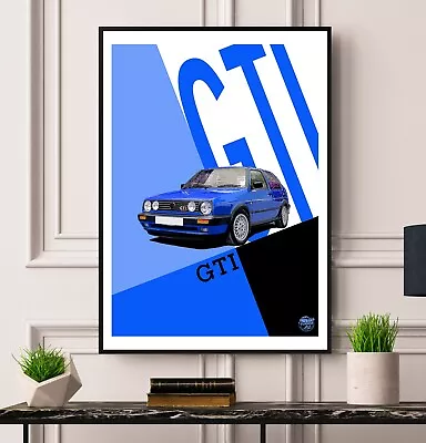 VW Golf GTI Mk2 Print - Volkswagen Wall Art Artwork Poster Gift Car Classic Auto • $27.48