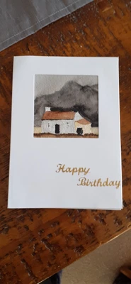 £2.30 • Buy Original Hand Painted Watercolour Happy Birthday Card Cottage 
