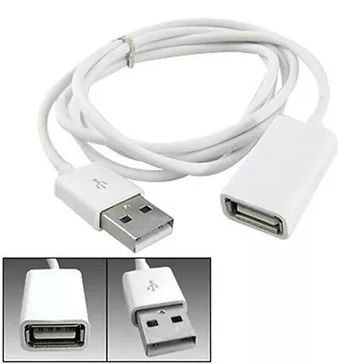 $11.30 • Buy White PVC Metal USB 2.0 Male To Female Extension Adapter Cable Cord 1m 3Ft