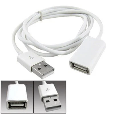 $11.30 • Buy White PVC Metal USB 2.0 Male To Female Extension Adapter Cable Cord 1m 3Ft