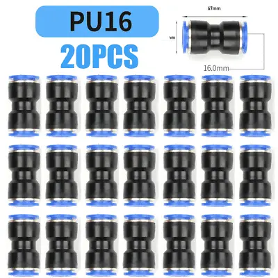 (16mm) 5/8  OD Tube Pneumatic Straight Union Push To Connect Air Fitting 20Pack • $16.89