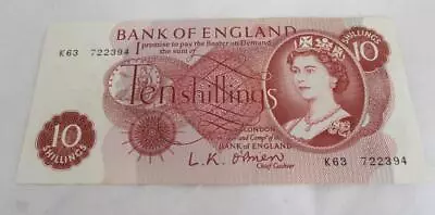 1 X 10/- SHILLING BANK NOTES  L.K.O'BRIEN  CASHIER 1955-1962 ISSUE No K63 722394 • £1.99