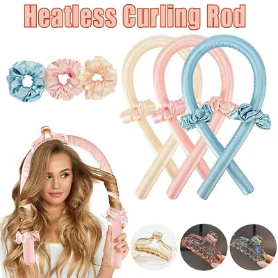 $9.07 • Buy Heatless Curling Rod Headband Silk Curling Ribbon Hair Roller Lazy Curler Sets~ 