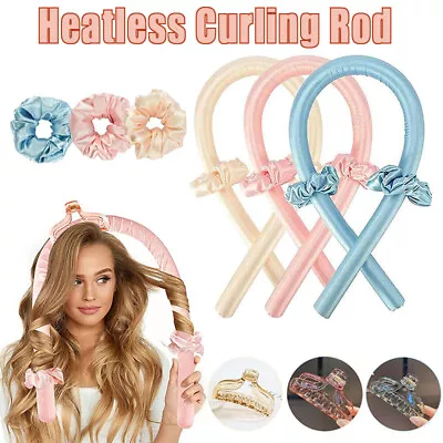 Heatless Curling Rod Headband Silk Curling Ribbon Hair Roller Lazy Curler Sets~  • $9.28