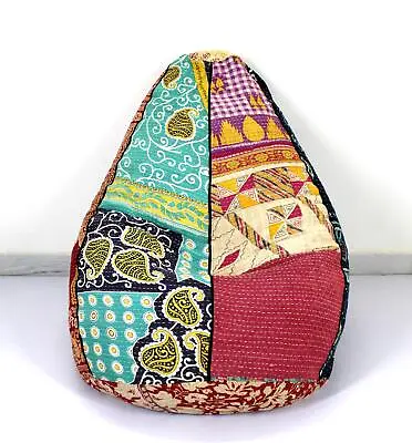 Handmade Vintage Cotton Kantha Floral Bohemian Bean Bag Sacco Chair Ottoman • $48.60