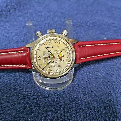 Vintage Tourneau DATOFIX Ultra-High Grade Triple Date Moon-Phase Chronograph • $13750