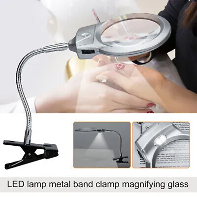 US Hot Desktop Desk Hose Magnifier LED Lamp With Clip LED Magnifying Glass Loupe • $13.45