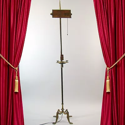 Arts And Crafts Iron Footed Floor Lamp With Mica Shade - 1910 • $1395