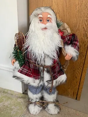 Traditional Nordic Father Christmas Figure | 48cm Standing Santa Claus Ornament • £20