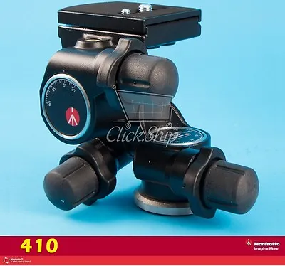 Manfrotto 410 A 3-Way Geared Pan-and-Tilt Head With 410PL Quick Release Plate • $319.95