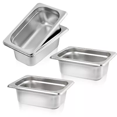 4 Pack 1/9 Size X 2.5 Inch Deep Steam Table Pan Stainless Steel Anti-Jam Pan • $52.69