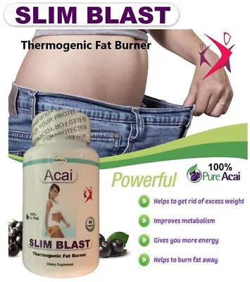 2 Acai Fat Burner Diet Pills Strong Thermogenic Weight Loss Slimming Tablets 60s • £34.95