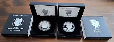 2023 S Proof PEACE & MORGAN 99.9 Pure Silver DOLLARS WITH BOX/COA 2 COIN SET • $160