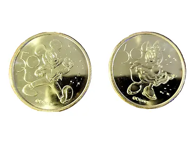 2021 Walt Disney World 50th Anniversary Metal Medallion Coins (Mickey & Minnie)  • $34