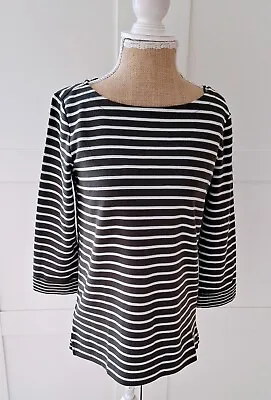 S Oliver Ladies Charcoal Grey White Striped T-shirt Top Size 8 BNWT Rrp £27 • $18.64