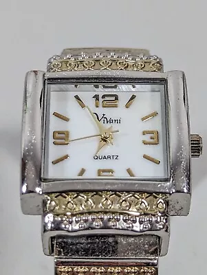 Vivani White Pearlized Dial Round Gold Tone Case Faith Love Hope Courage Watch • $13.99