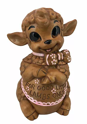 For Good Little Lambs Only Vintage Twin Winton Ceramic Cookie Jar USA Brown Pink • $49.98