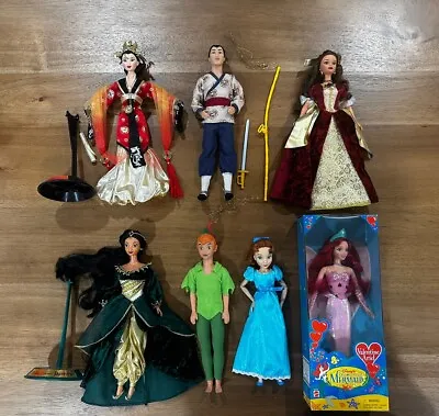 Vintage Mattel 90s Disney Dolls LOT Mulan Li Shang Belle Jazmine Ariel +  Wendy • $150