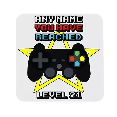 Personalised Gamer Pint Glass 21st Birthday Gift Level 21 Design Coaster Or Pint • £6.99