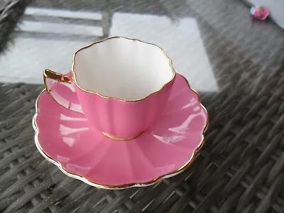 £7.50 • Buy Rare - Vintage Art Deco Cup & Saucer Victoria C&e Bone China - Pink/gilt