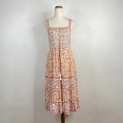 $120 • Buy Arnhem Size 8 Pink Floral Sleeveless Button Down Boho Knee Length Lined Dress