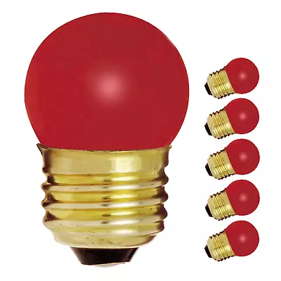 5 Pack S3611 CERAMIC RED Mini Globe Indicator Bulb 7.5W 120V S11 Medium Base E26 • $7.99