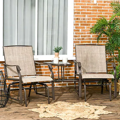 Outdoor Double Patio Rocker Glider Chairs W/Table Backyard Garden Porch Deck • $156.99