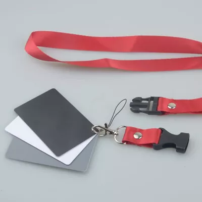 Andoer 18% Gray White Black Card Set Photo Exposure Balance Cards Strap UK U4I1 • £3.89