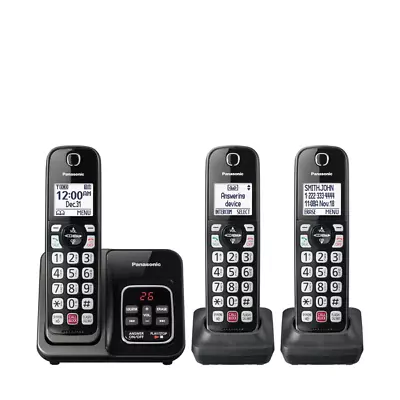Panasonic KX-TGD833 Cordless Phone 3 Handsets Answering System Metallic Black • $44.95