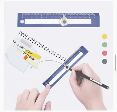 £4.99 • Buy 2 In 1 Circle Drawing Tool,6 Inch Plastic Ruler, Professional Compass Maths BLUE