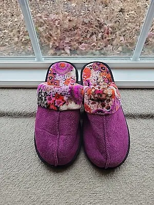 VERA BRADLEY Embellished Slippers ROSEWOOD Plum Large 9-10  • $19