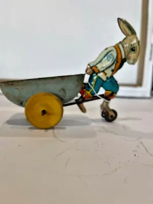 Vintage 1940's Marx Tin Toy  Rabbit Pulling Cart! • $44.96