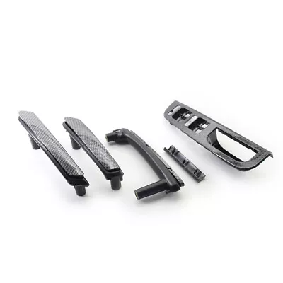 Carbon Style Door Pull Grab Handle Switch Bezel W/ Trim For VW Passat B5.5 98-05 • $46.99