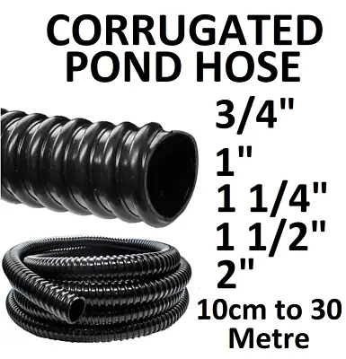 Black Corrugated Flexible Pond Hose Fish Garden Filter Pump Marine Flex Pipe • £8.09