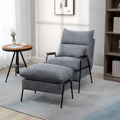 Accent Chair With Ottoman Reclining Comfy Chair W/ Adjustable Backrest • $158.39