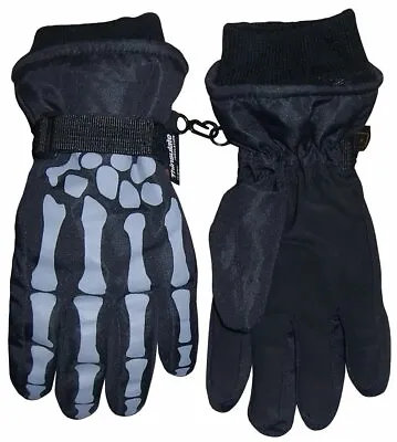 NICE CAPS Men's Glow In The Dark Skeleton Print Thinsulate Waterproof Gloves • $15.99