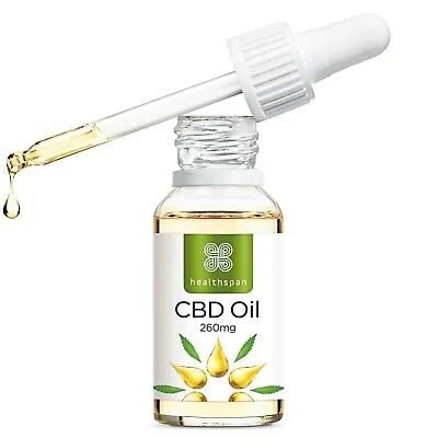 Healthspan CBD Oil Drops 260mg 2.75% High Strength Peppermint Flavour Vegan  • £12.99