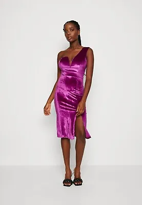 WAL G. GIGI MIDI - Cocktail Dress / Party Dress Purple Thigh Split • £5.50